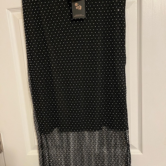 Sincerely Jules new with tags rhinestone long black shirt shear at the bottom - Picture 2 of 6